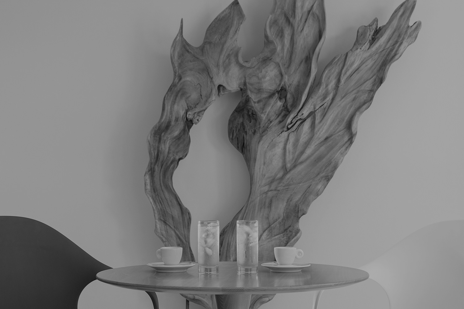 black and white picture of a table