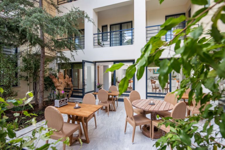 Patio with tables and chairs