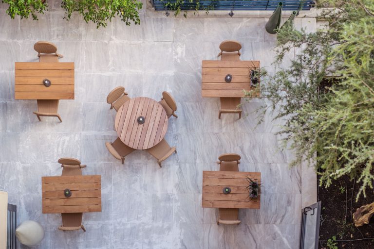 Top down view of patio