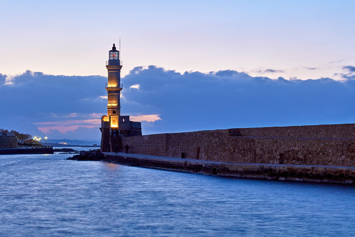 Lighthouse of Chania in the evening