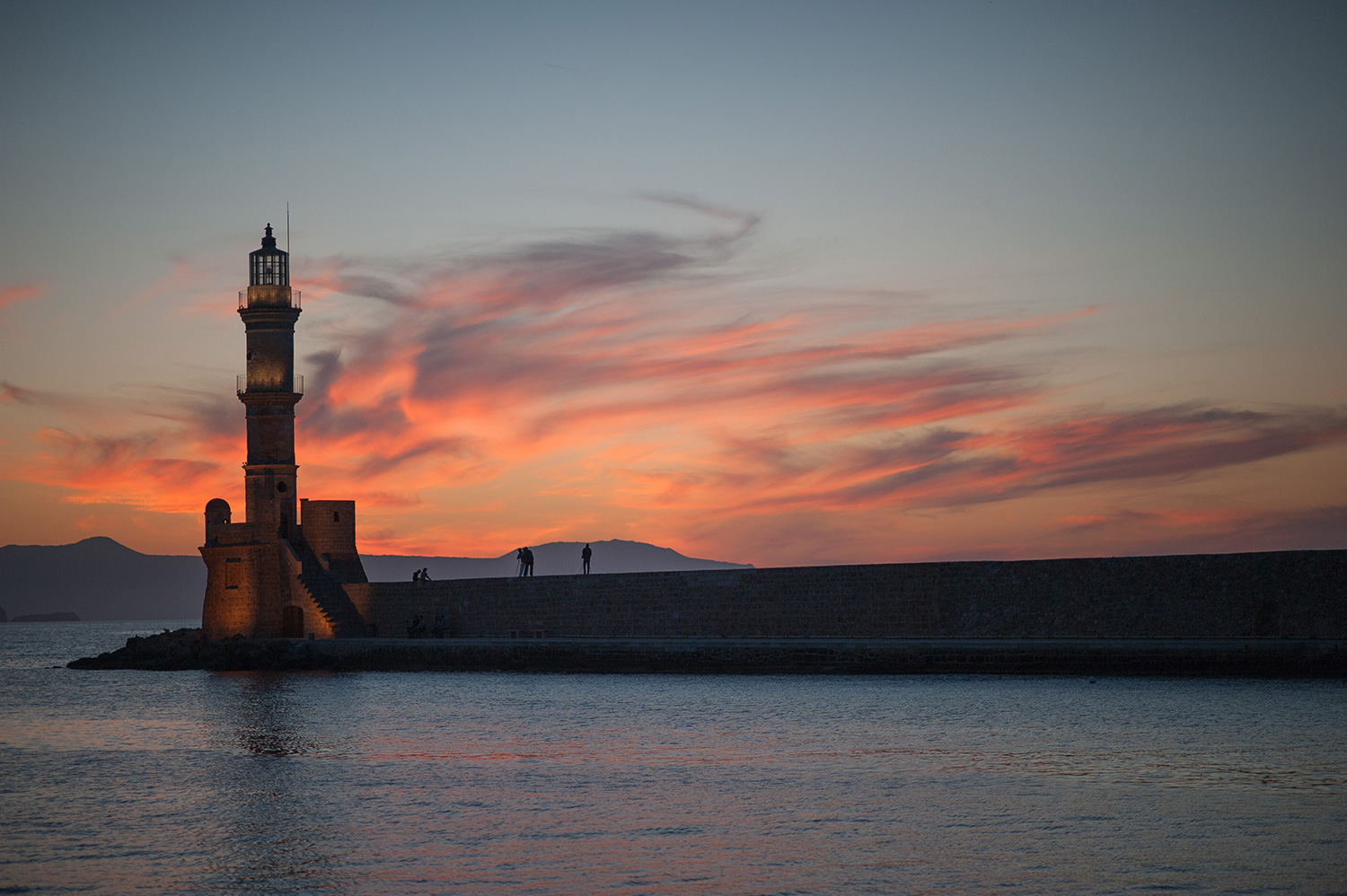 Lighthouse of Chania at sunset